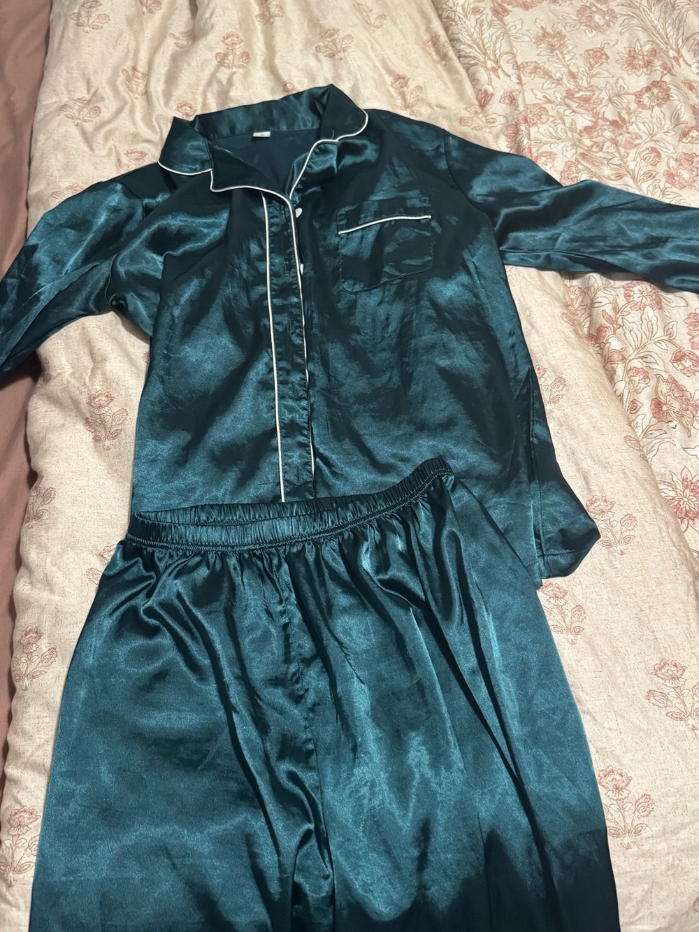 Silky Teal Kids Pajama Set with Contrast Piping